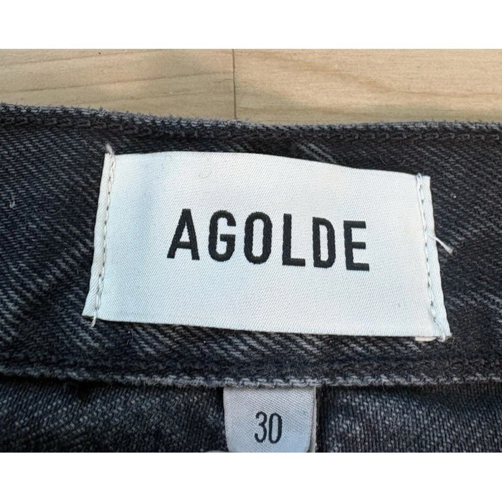 Agolde Fran High Waist Straight Leg Jeans Washed Black Denim Button Fly Size 30 - Picture 8 of 12